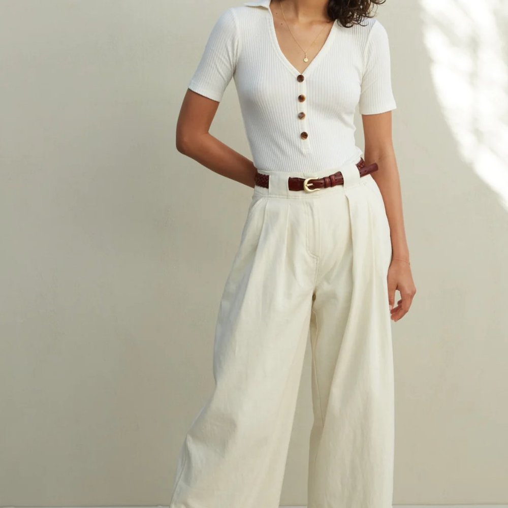 (Ships Free, NWT!) Marla Cream Wide Leg Pant with Organic Cotton by Sancia - Picture 5 of 5